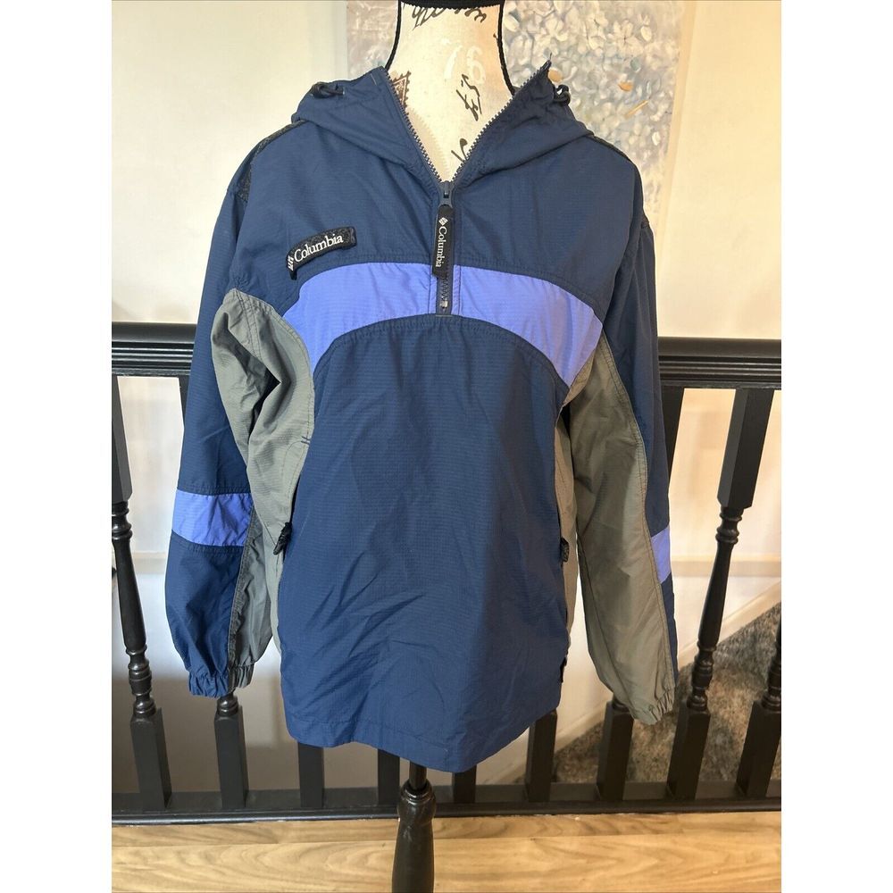 Columbia Sport Wear Company Women Windbreaker Blue Gray Jacket Size S Hoodie